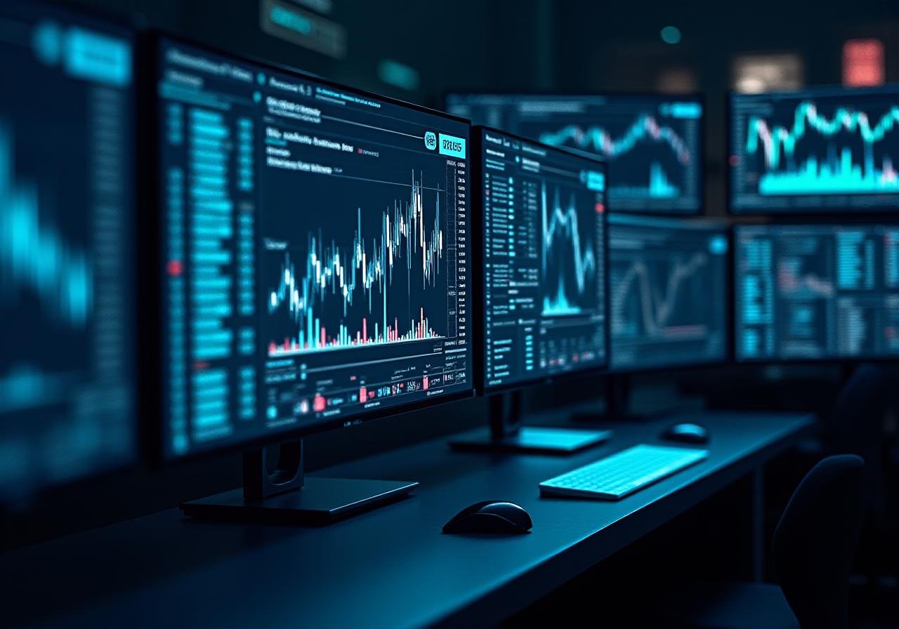 Sophisticated trading terminal interface showing low-latency execution data